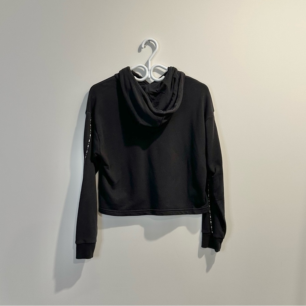 Puma | Women's xsmall POWER Tape hoodie black white cropped cotton streetwear - Picture 6 of 9